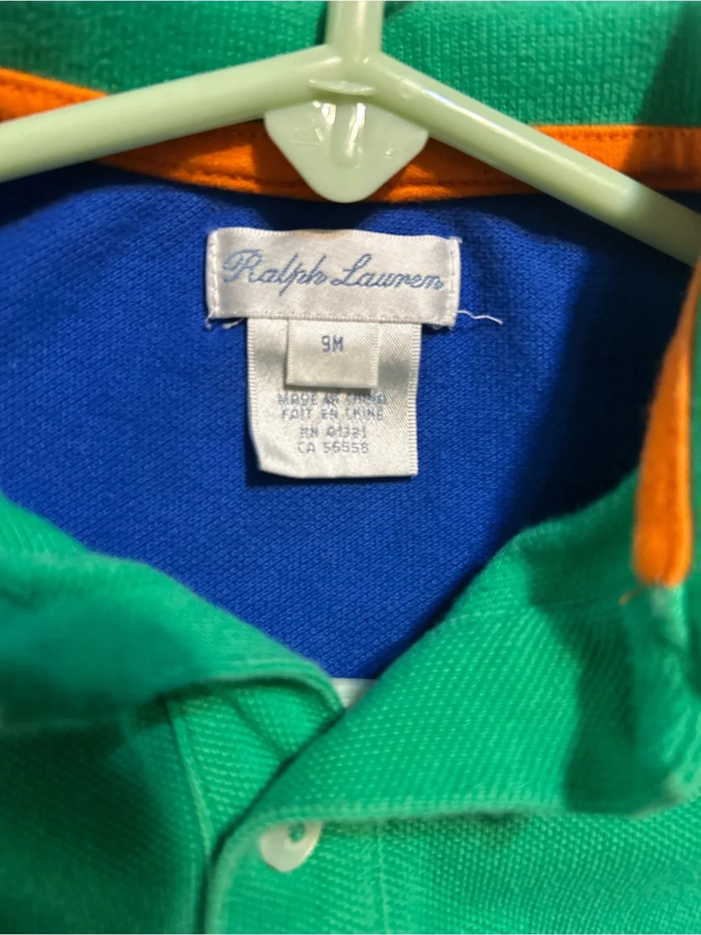 Ralph Lauren Green Polo Romper with Orange Pony